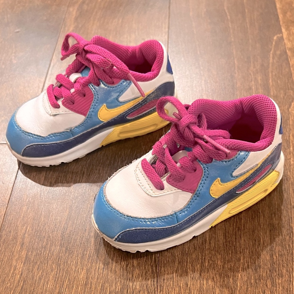 NIKE AIR MAX 90 Rainbow Primary Colors Toddler Sneakers, Size 7C